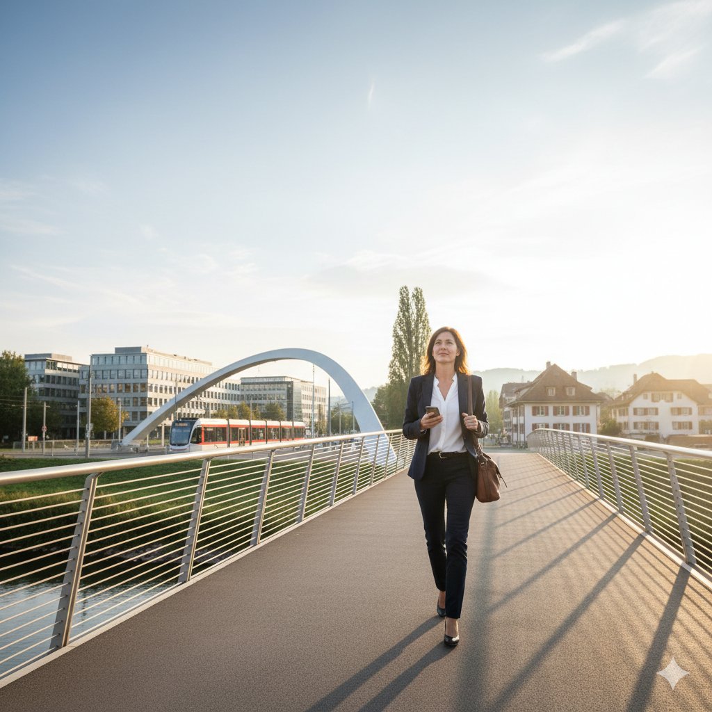 Frontalière traversant la frontière franco-suisse